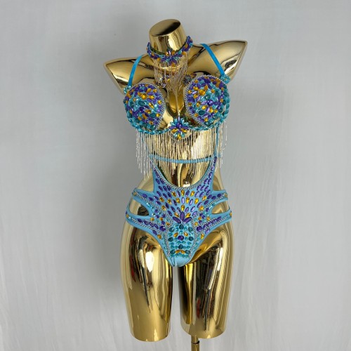 New Handmade Samba Carnival Bodysuit With Stones For EDC Festival