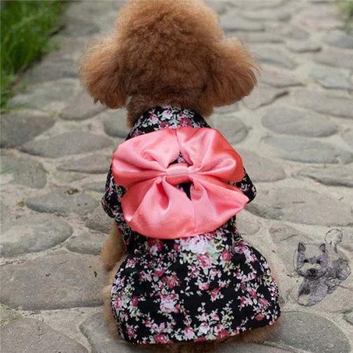 Japan Kimono Ethnic Pet Dog Clothes Chihuahua Puppy Floral Princess Dress Clothing