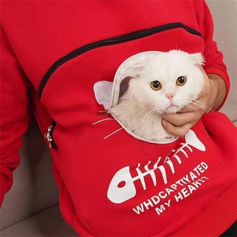 US 34.99 Cat Lovers Hoodie Cuddle Pouch Sweatshirt ( Who Fascinated