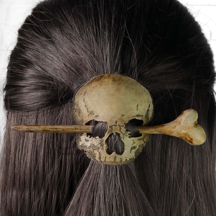 Death Moth/Skull Hair Pin Stick Slide with Faux Bone