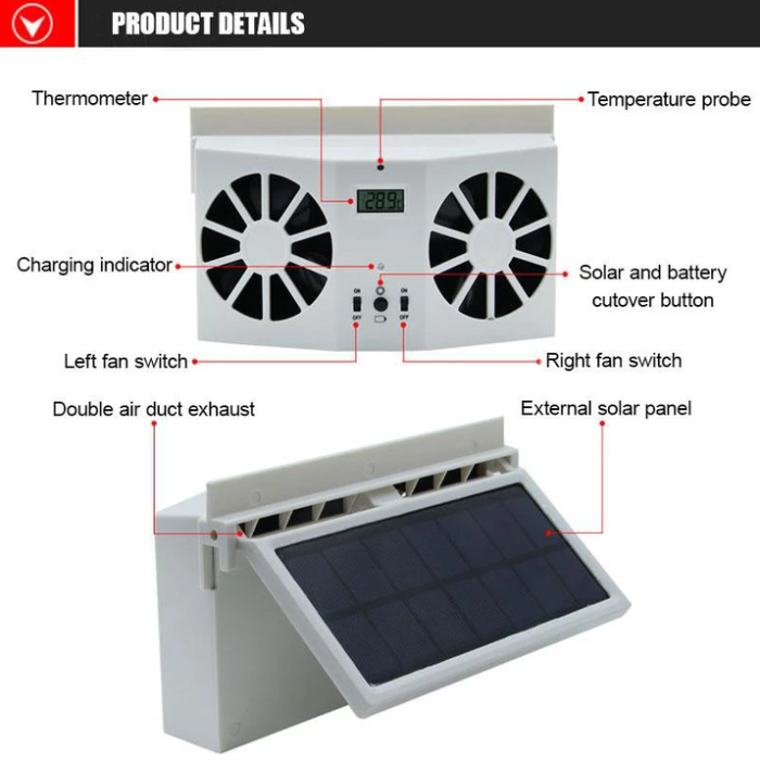 Solar Car Exhaust Heat  Fan