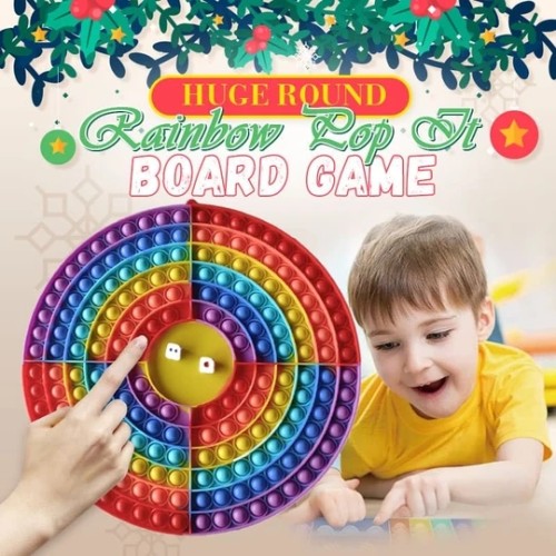 🎅4 Player HUGE ROUND Rainbow Pop It Board Game