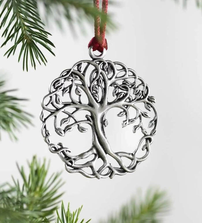 SOLID PEWTER CHRISTMAS TREE ORNAMENT