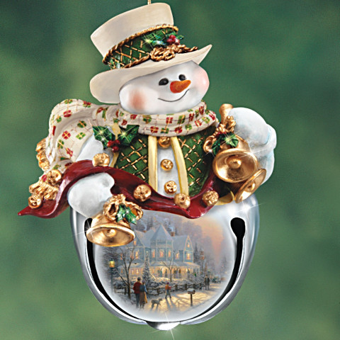 Sets of 3 snowman jingle bell ornaments