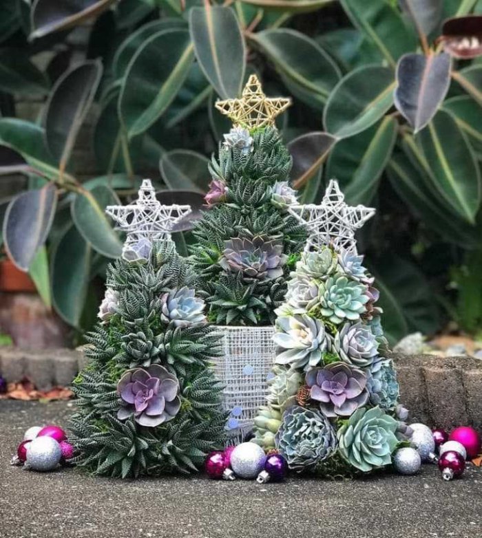 Simulated Succulents Christmas Tree Ornament