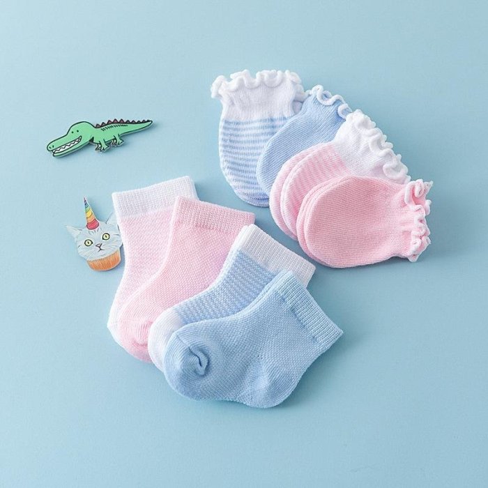 newborn pink or blue gloves socks set