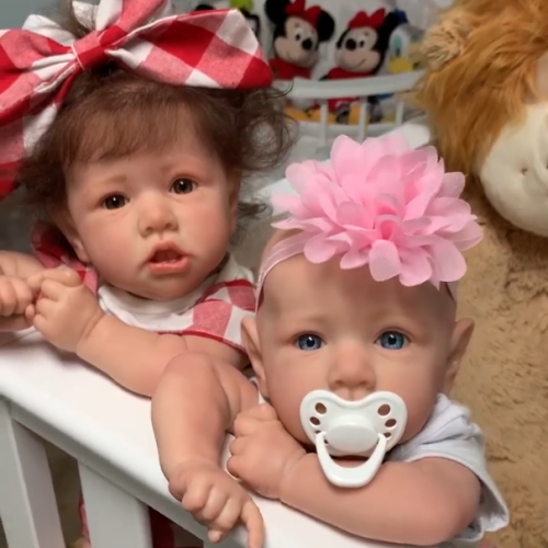 22'' Twin Sister Erica and Adele Reborn Baby Doll Girl, Lifelike Realistic Doll