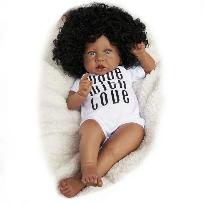 [Heartbeat💖 & Sound🔊]22'' Diaz Black Reborn Baby Doll Girl