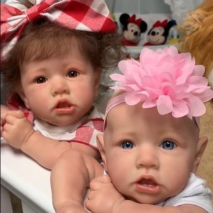 22'' Twin Sister Erica and Adele Reborn Baby Doll Girl, Lifelike Realistic Doll