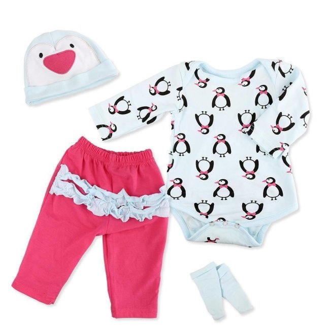 Reborn Baby Doll Clothes Outfit for 20''-24'' Reborns Newborn Babies Matching Clothing Penguin Set