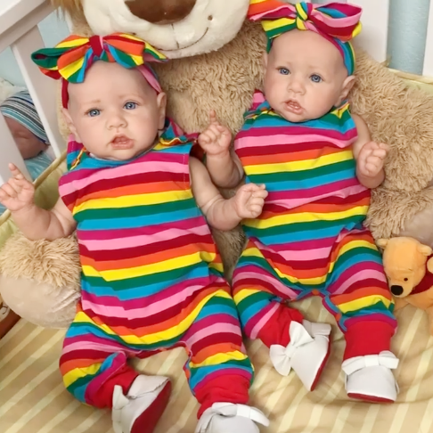 22'' Twin Sisters Kids Reborn Lover Veda and Sariah Reborn Baby Doll Girl,Quality Realistic Handmade Babies Dolls