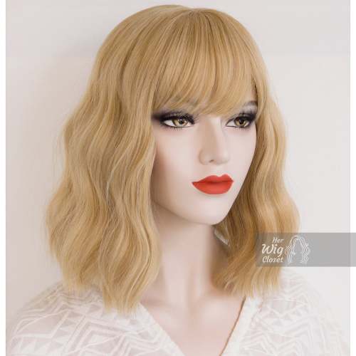 Golden Blonde Wavy Wig with Bangs | Gwen