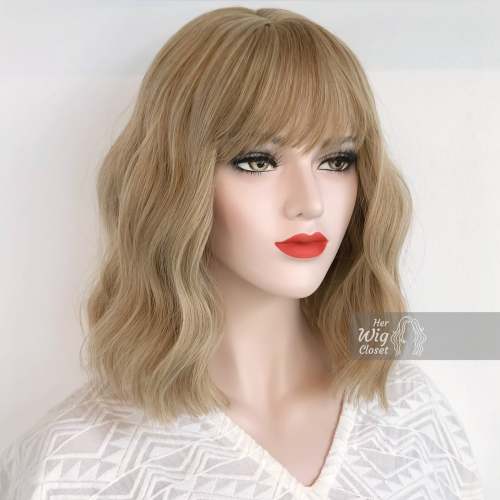 Ashy Blonde Wavy Wig with Bangs | Alicia