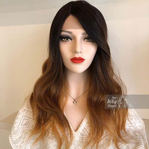 Collin | 20  Wavy Black Brown Blonde Ombre Lace Front Wig