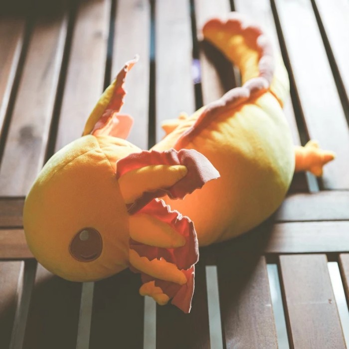 Yellow Realistic Axolotl Weighted Plush