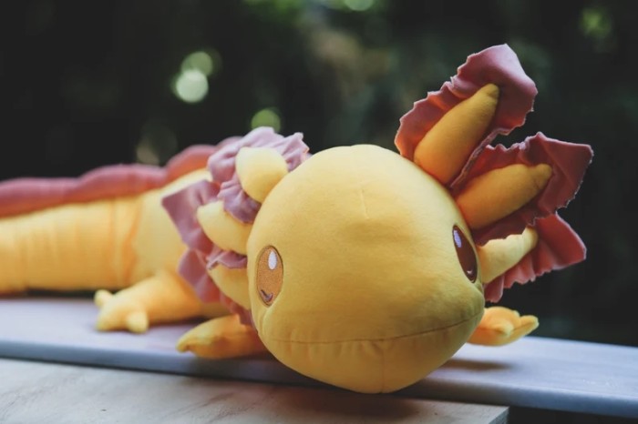 Yellow Realistic Axolotl Weighted Plush