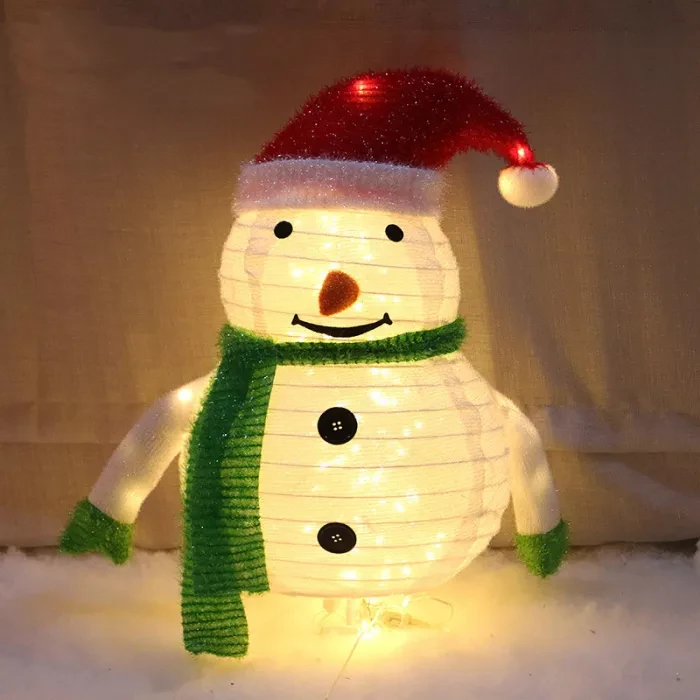 Fluffy foldable / pop-up Christmas snowman and Santa Claus Christmas indoor and outdoor decoration