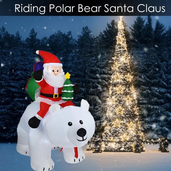 Riding Polar Bear Santa Claus
