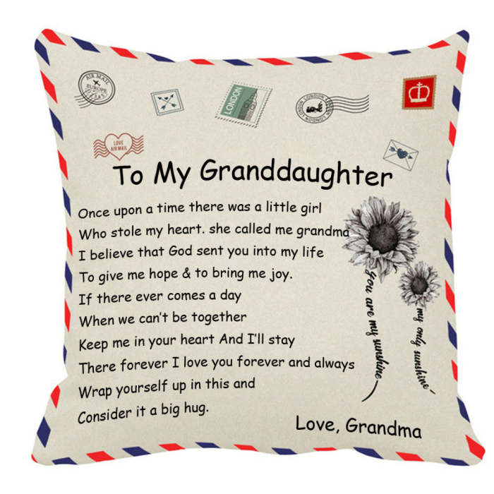 Grandma to Granddaughter-Throw Pillow Case Cushion Cover Unique Gift  18×18 Inch