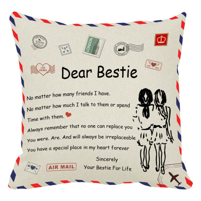 To Bestie-Throw Pillow Case Cushion Cover Unique Gift  18×18 Inch