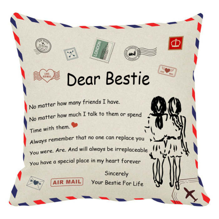 To Bestie-Throw Pillow Case Cushion Cover Unique Gift  18×18 Inch