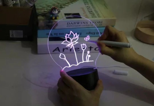 Acrylic Erasable Writing Note Board LED Lamp(7 Colors Changing Mode)