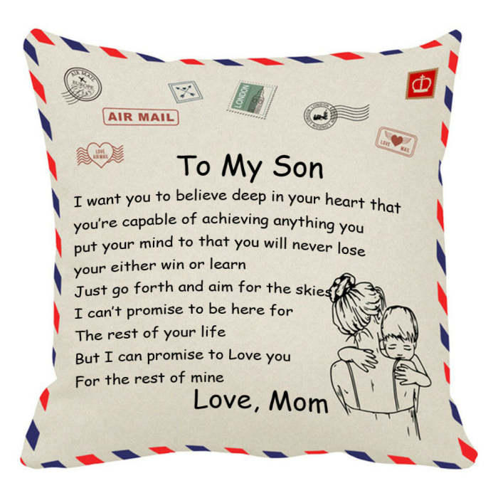 Mom to Son-Throw Pillow Case Cushion Cover Unique Gift  18×18 Inch