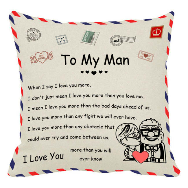 To My Man-Throw Pillow Case Cushion Cover Unique Gift  18×18 Inch