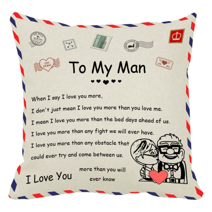 To My Man-Throw Pillow Case Cushion Cover Unique Gift  18×18 Inch