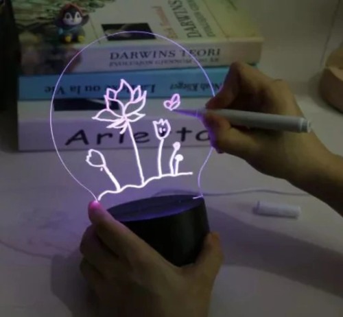 Acrylic Erasable Writing Note Board LED Lamp(7 Colors Changing Mode)