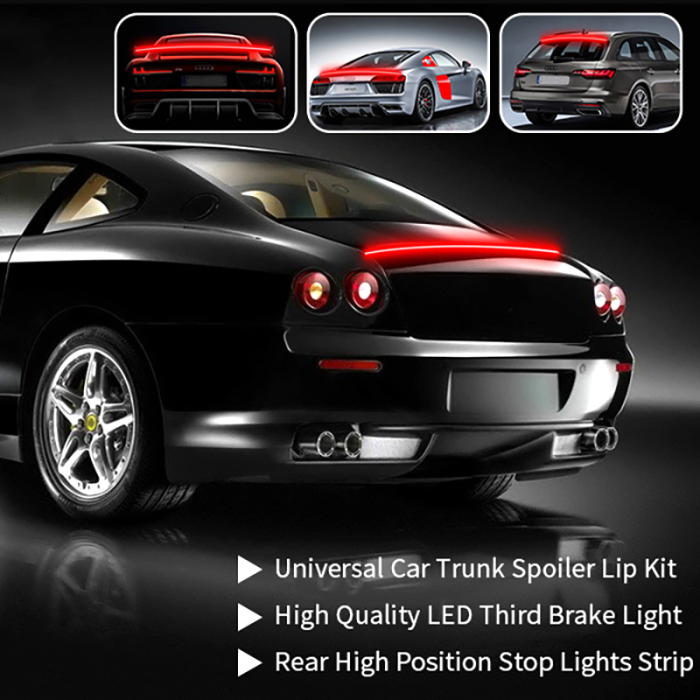 Universal Rear LED Spoiler Kit - Waterproof Car LED Strip Lights with 5 Lighting Modes & High Brightness