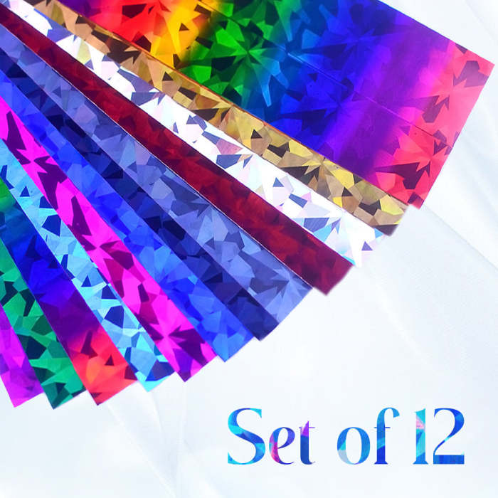 Reflective Mosaic Nail Art Transfer Foils(Set of 12)