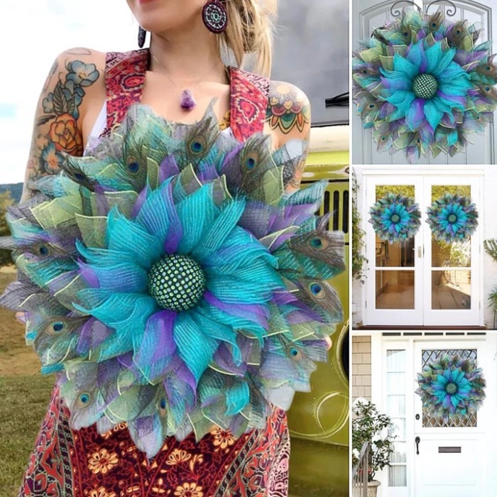 Handmade Peacock Pattern Wreath