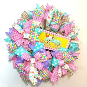 Easter Bunny Wreath for Front Door, Happy Easter Wall Decor, Spring Wreath, Front Door Wreath, Best Easter Wreath, Easter Truck Wreath