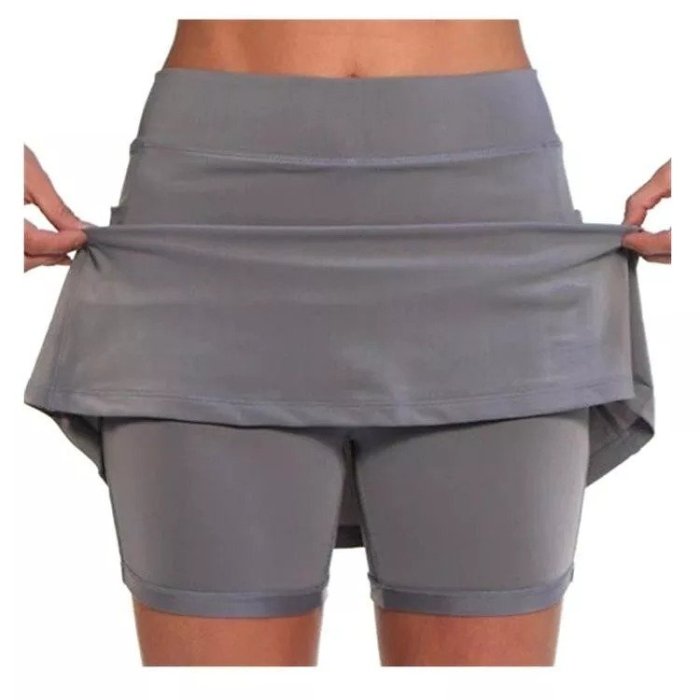 Women's Solid Color Mid-waist Athletic Bottoms With Side Pockets 2 In 1 Liner Breathable Quick Dry Plus Size