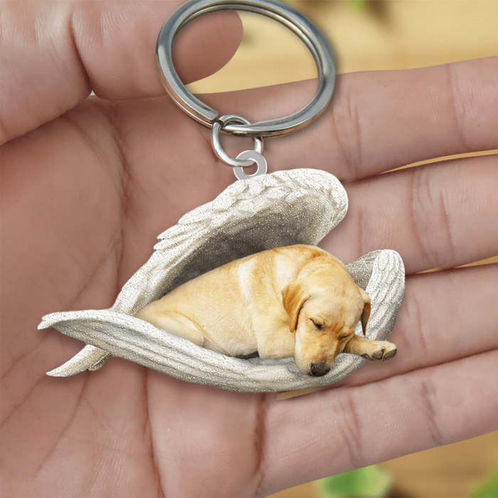 Yellow Labrador Sleeping Angel Acrylic Keychain
