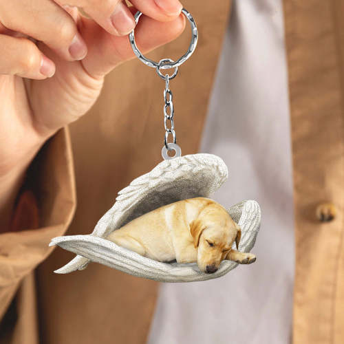 Yellow Labrador Sleeping Angel Acrylic Keychain