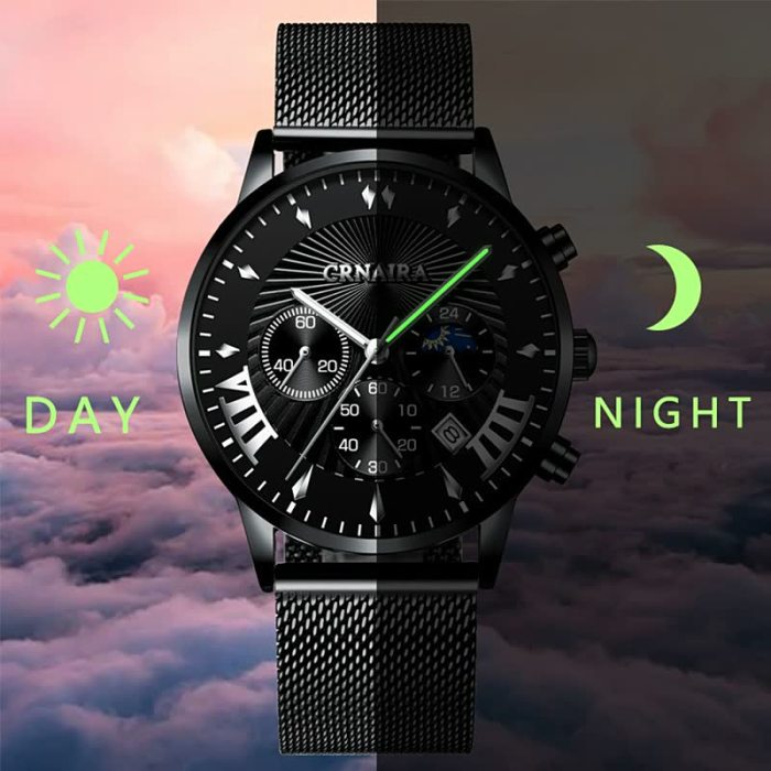 Luxurious Classic Fashion Semi-mechanical Male Stainless Steel 30 Meters Waterproof Strap Business Watch Gift Father Valentine's Day Birthday
