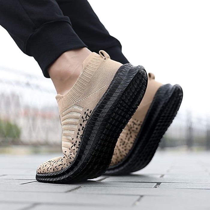 Lace-free knit upper foot support casual shoes