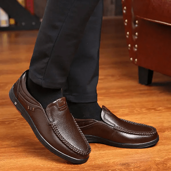 🔥Hot Sale🎁--50% OFF 🎉 Mens Genuine Leather Soft Insole Casual Business Slip On Loafers