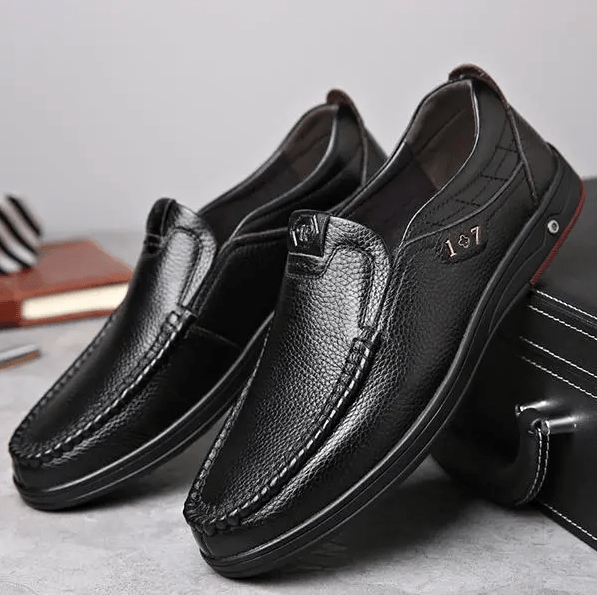 🔥Hot Sale🎁--50% OFF 🎉 Mens Genuine Leather Soft Insole Casual Business Slip On Loafers