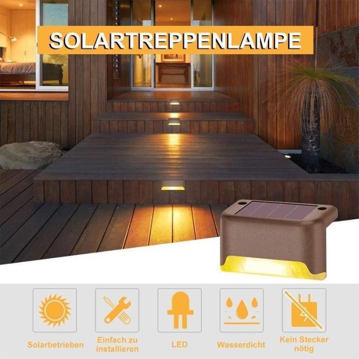 🔥Summer Hot Sale 🔥-LED Solar Lamp Path Staircase Outdoor Waterproof Wall Light