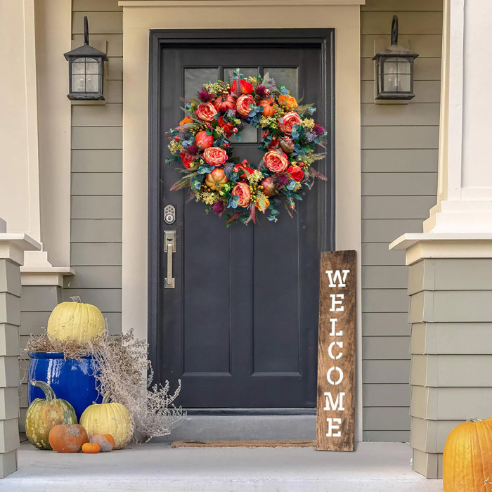 🔥49% OFF🔥Fall Peony and Pumpkin Wreath - Year Round Wreath