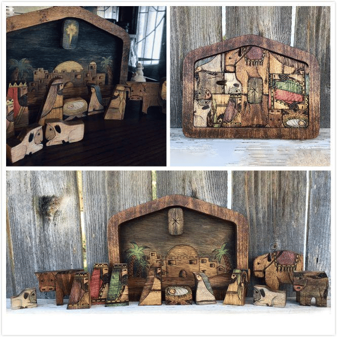 👼Nativity Puzzle With Wood Burned Design Wooden Jesus Puzzles Set Jigsaw Game