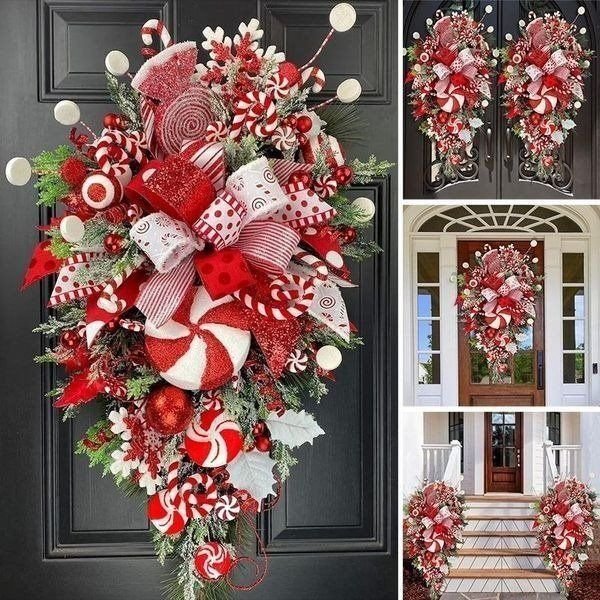 🔥🍭Candy Cane Christmas Wreath
