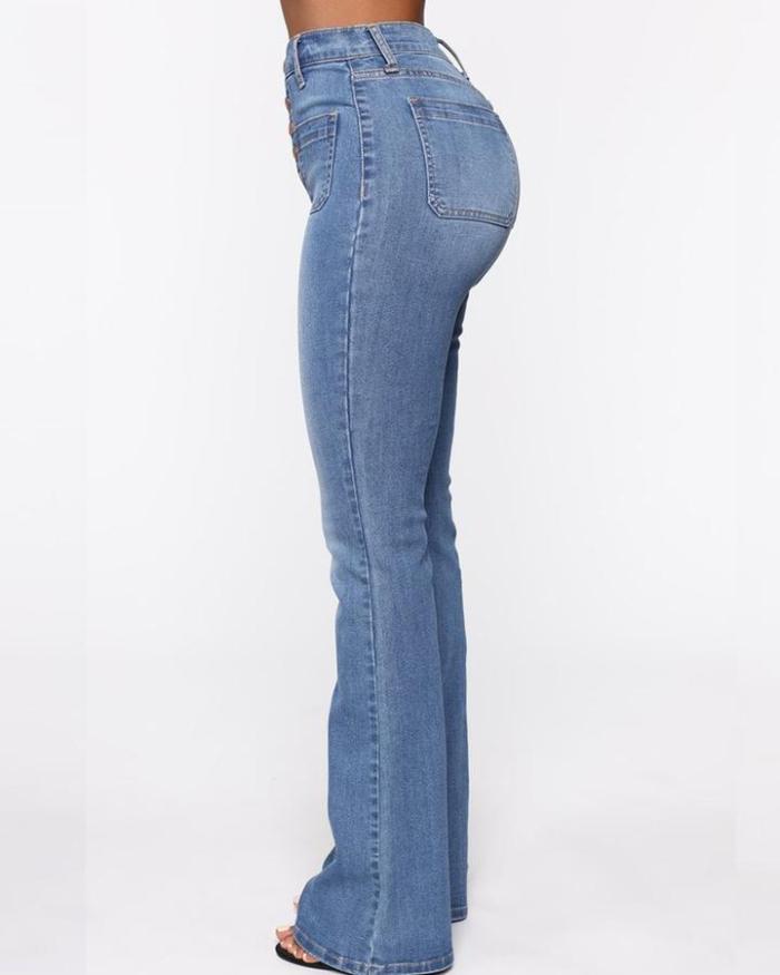 49% OFF💥Button Fly Booty Shaping High Waist Flare Jeans🔥