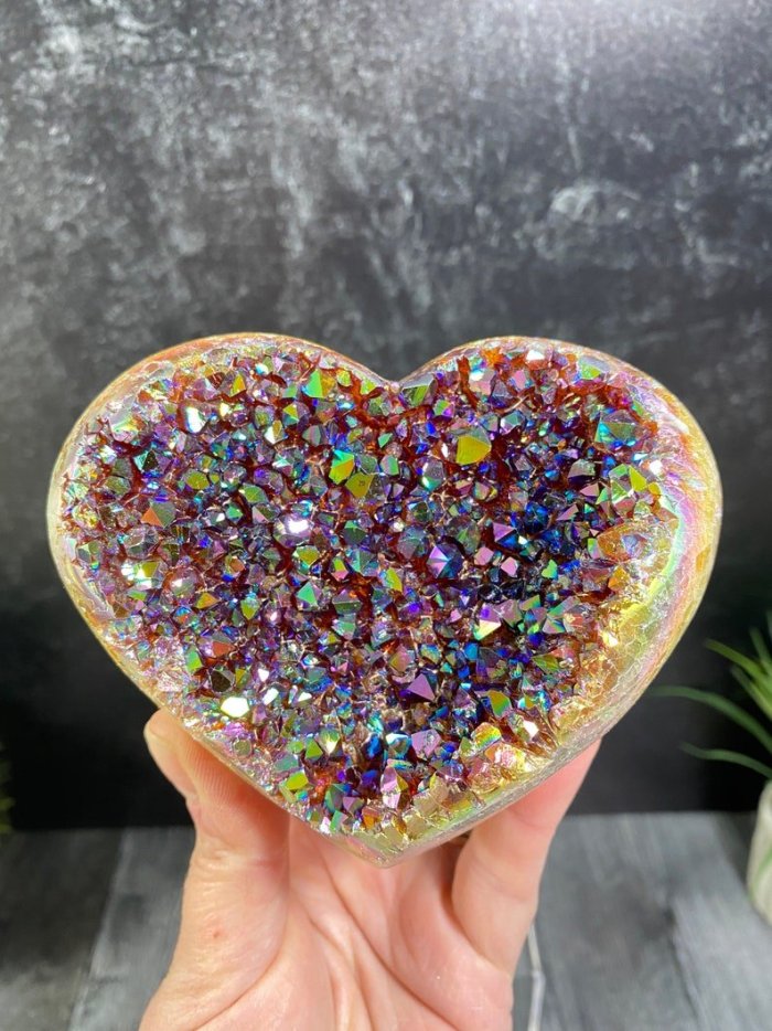 (🎄Christmas Sale-48% OFF)Angel Aura Heart Shaped Rainbow Crystal Cluster🎉