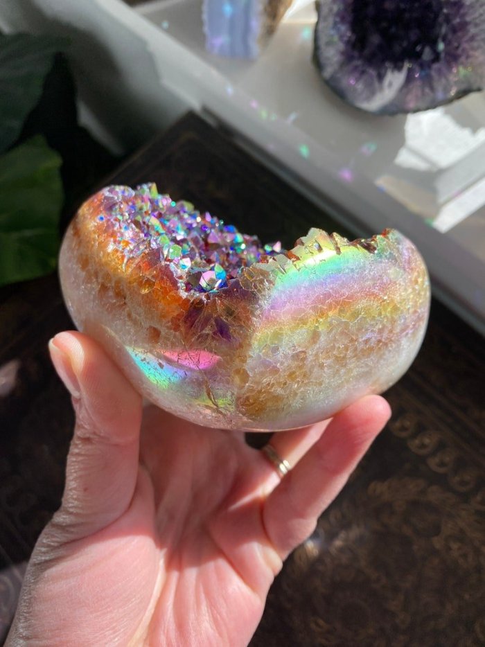 (🎄Christmas Sale-48% OFF)Angel Aura Heart Shaped Rainbow Crystal Cluster🎉