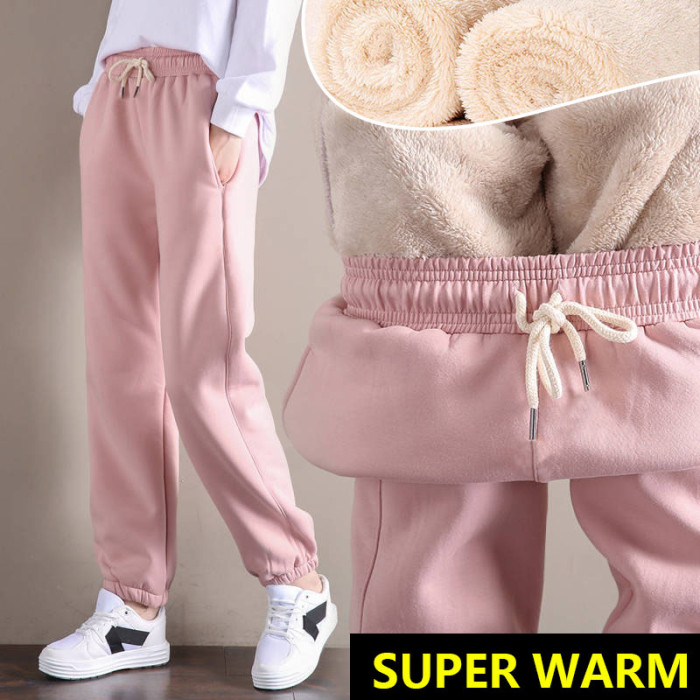 💥Hot Sale💥Women Warm Fleece Cotton Round Neck Solid Joggers Sweatpants (SIZE:S-5XL)