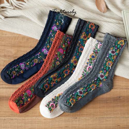 Vintage Embroidered Floral Women Socks(🎁New Year Sale)-A*